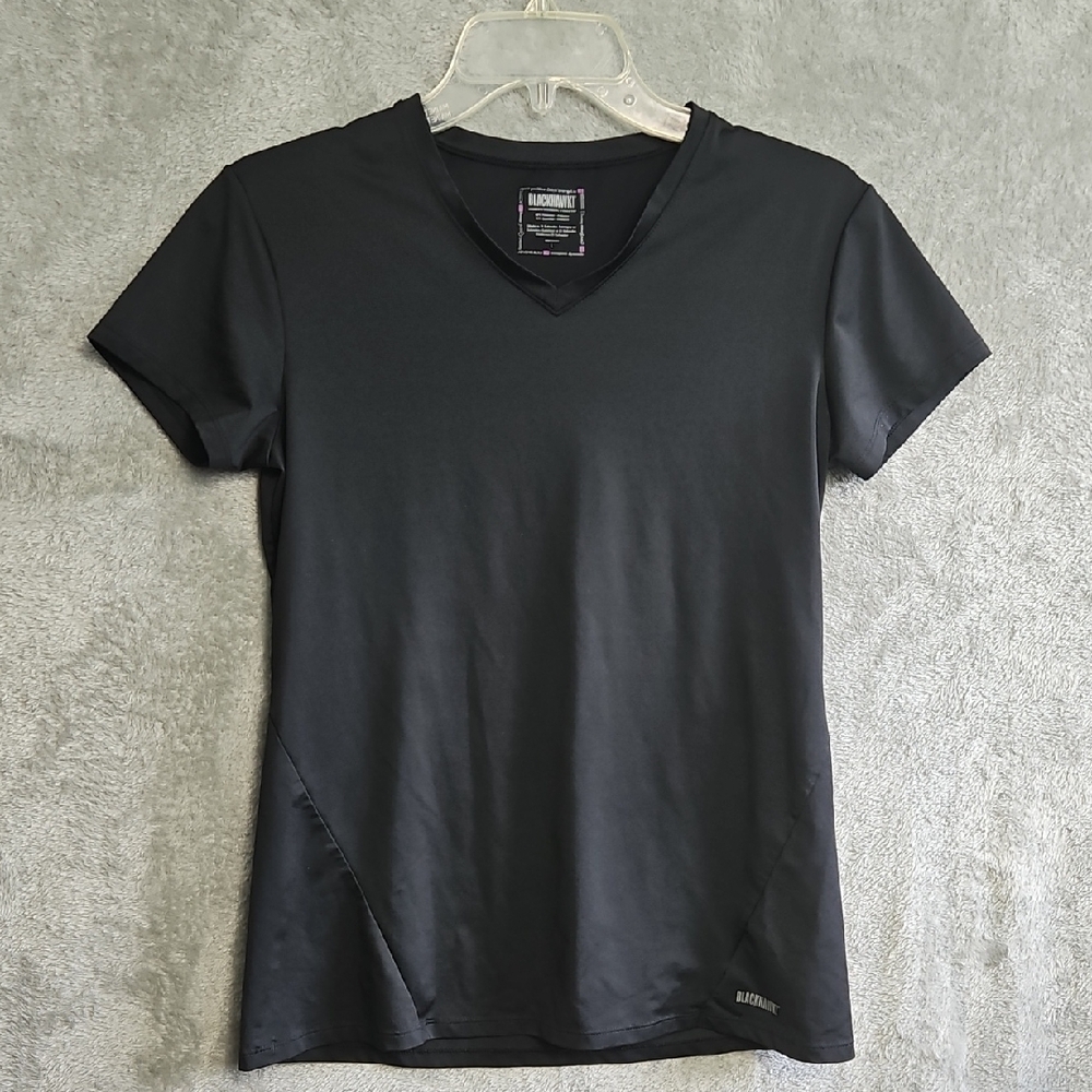 Blackhawk  Women's V-Neck Top Sz Lg Black Stretch